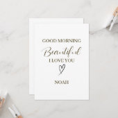 Carte Good Morning Beautiful I Love You Personalized (Devant/Arrière en situation)