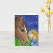 Carte Good Night My Friend Horse and Girl Note (Fleur jaune)