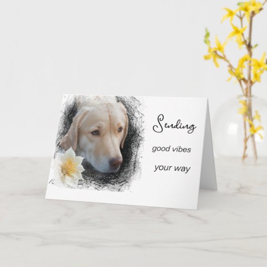 Carte *~ Good Vibes Lab Flower AP61 Gold Sad Chien (Fleur jaune)