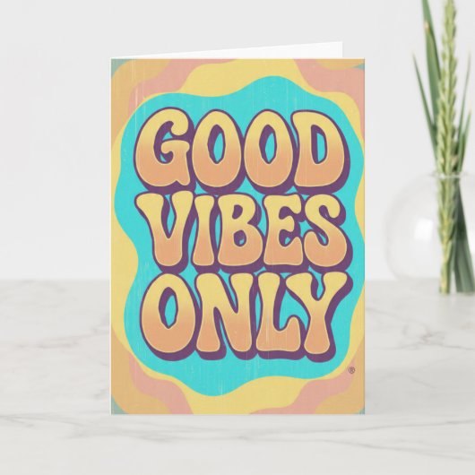 Carte Good vibes only retro groovy style (Devant)
