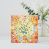 Carte Good Vibes Seulement Positif Plutôt Orange Floral (Debout devant)