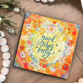 Carte Good Vibes Seulement Positif Plutôt Orange Floral