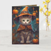 Carte Good Witch Kitten, Jolie salutation de chats Hallo (Fleur jaune)