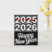 Carte Goodbye 2025 Hello 2026 Clock Happy New Year Party (Fleur jaune)