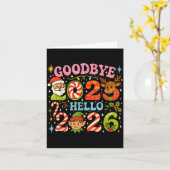 Carte Goodbye 2025 Hello 2026 Cute Christmas New Year  (Fleur jaune)