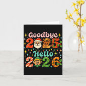 Carte Goodbye 2025 Hello 2026 Cute Christmas New Year (Fleur jaune)