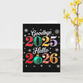 Carte Goodbye 2025 Hello 2026 Happy New Year's Eve Chris (Fleur jaune)