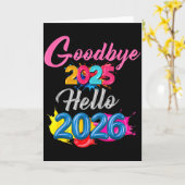 Carte Goodbye 2025 Hello 2026 Kids Funny New Year (Fleur jaune)