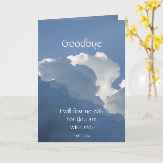 Carte Goodbye Bible Scripture Psalm 23:4 Fear No Evil... (Fleur jaune)