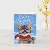 Carte Goodbye Cat - Amusant animal de compagnie Bon Voya (Fleur jaune)
