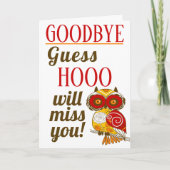 Carte Goodbye Funny Red Farewell Owl (Devant)