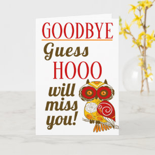 Carte Goodbye Funny Red Farewell Owl
