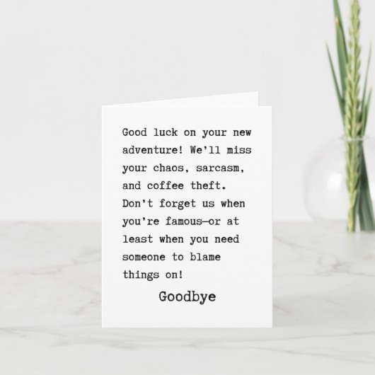 Carte Goodbye moving out (Devant)