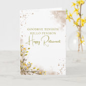 Carte Goodbye Tension Hello Pension Elegant Retirement (Fleur jaune)