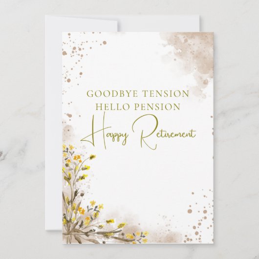 Carte Goodbye Tension Hello Pension Elegant Retirement  (Devant)