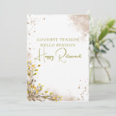 Carte Goodbye Tension Hello Pension Elegant Retirement  (Debout devant)