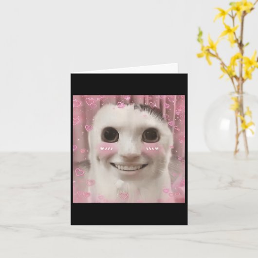 Carte Goofy Ahh Chat Mème Devoir Maudit Weirdcore Cringe (Fleur jaune)