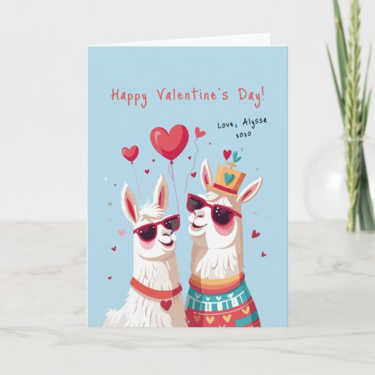 Carte Goofy Llama Pun Couple Funny Valentine's Day Card (Devant)