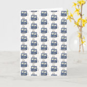 Carte Goofy Square Blue Cartoon Alien Birthday Card (Fleur jaune)