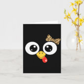 Carte Googly-eyed Turkey With Leopard Bow, Funny Cartoon (Fleur jaune)