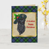 Carte Gordon Badge & Tartan - Noël personnalisé (Fleur jaune)