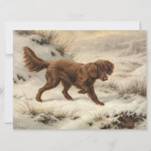 Carte Gordon Setter Dog dans un paysage hivernal enneigé