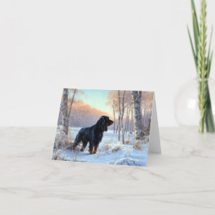 Carte Gordon Setter Laisse Il Neige Noël