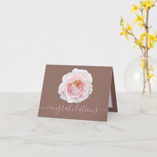 Carte Gorgeous Pink Rose Pink Background Congratulations (Fleur jaune)