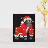 Carte Gorilla Christmas Lights Santa Costume Cute Animal (Fleur jaune)