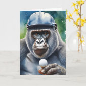 Carte Gorilla dans un Casquette de baseball Jouer au gol (Fleur jaune)