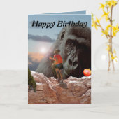 Carte Gorille avec les yeux affectueux, anniversaire (Fleur jaune)