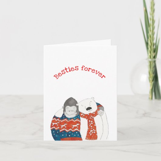 Carte Gorille et ours polaire 'besties pour toujou (Devant)
