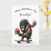 Carte Gorille fantaisiste drôle Joyeuse Saint-Valentin (Fleur jaune)