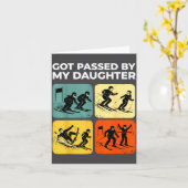 Carte Got Ped By My Daughter Funny Retro Skiing  (Fleur jaune)
