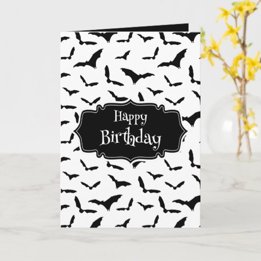 Carte Goth Bats Joyeux anniversaire (Fleur jaune)