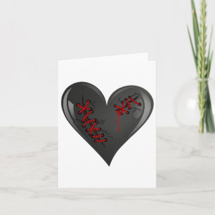 Carte Goth Cœur Noir Saignant Coupé Ouvert Cassé En Guér