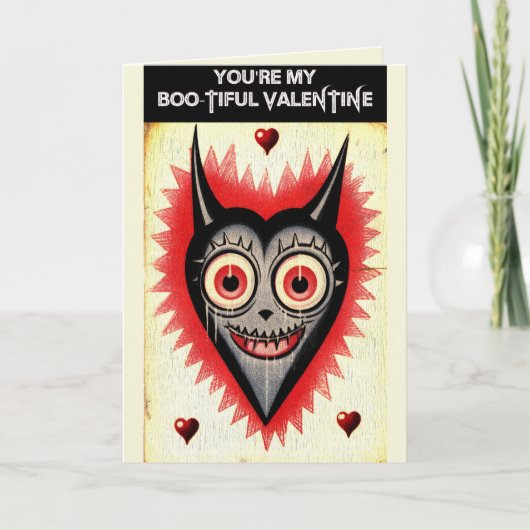 Carte Goth Éffrayant Valentine Vampire Coeur (Devant)