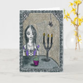 Carte Goth Halloween (Fleur jaune)