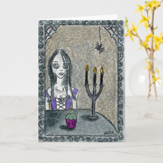 Carte Goth Halloween (Fleur jaune)