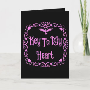 Carte Goth Saint-Valentin Clé De Mon Cœur Rose