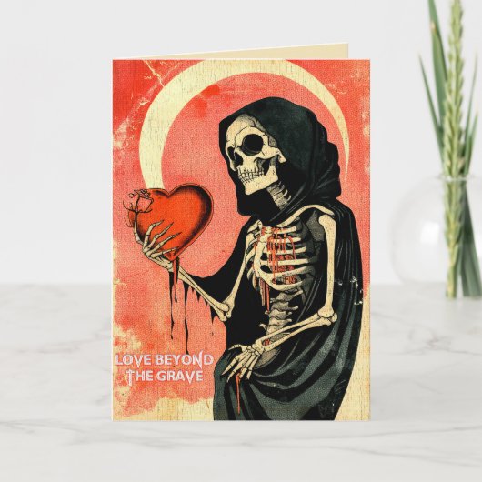 Carte Goth Saint-Valentin sinistre Faucheur avec cœur (Devant)