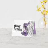 Carte Goth Spiderweb et Hourglass Anniversaire (Fleur jaune)