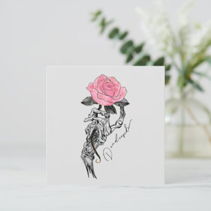 Carte Goth Squelette Main Avec Rose Rose Rose Décès à