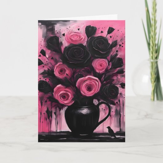Carte Goth Valentine Grunge Bouquet Valentine (Devant)