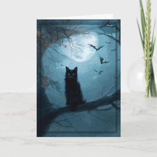 Carte Gothic Black Cat Halloween (Devant)