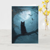 Carte Gothic Black Cat Halloween (Fleur jaune)