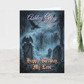 Carte Gothic Lovers Dark Romantic Raven Haunted Birthday (Devant)