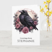 Carte Gothic Raven Pink Rose Dark Academia (Fleur jaune)