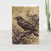 Carte Gothic Raven Vintage Script Dark Academia Greeting (Devant)
