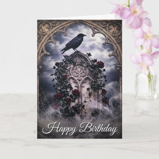 Carte Gothic Ravens & Roses Tombstone Birthday Card